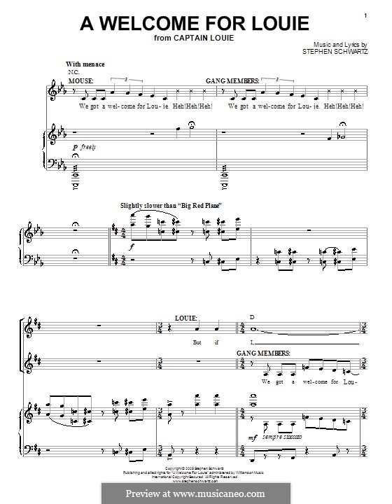 A Welcome for Louie: Für Stimme und Klavier (oder Gitarre) by Stephen Schwartz