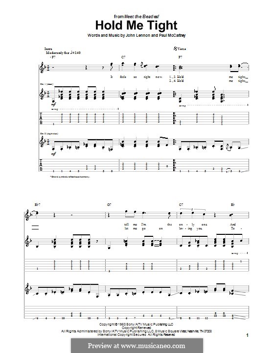 Hold Me Tight (The Beatles): Für Gitarre mit Tabulatur by John Lennon, Paul McCartney