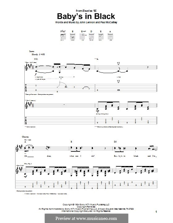 Baby's in Black (The Beatles): Für Gitarre mit Tabulatur by John Lennon, Paul McCartney