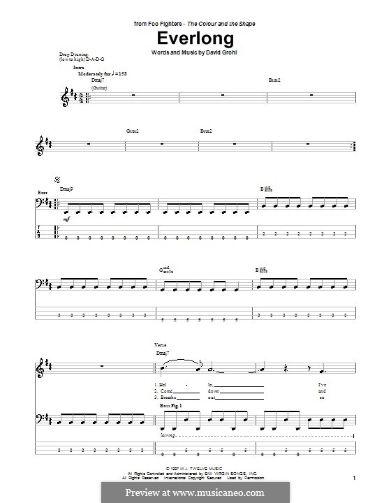 Everlong (Foo Fighters): Für Bassgitarre mit Tabulatur by David Grohl