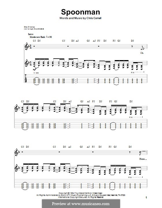 Spoonman (Soundgarden): Für Gitarre mit Tabulatur by Chris Cornell