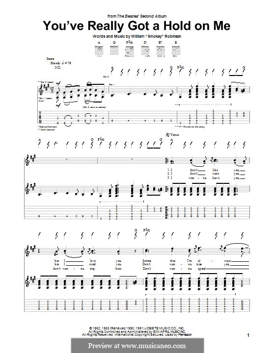 You've Really Got a Hold on Me: Für Gitarre mit Tabulatur by Smokey Robinson