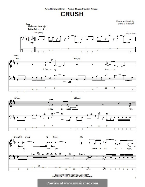 Crush (Dave Matthews Band): Für Bassgitarre mit Tabulatur by David J. Matthews