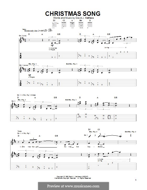 Christmas Song (Dave Matthews Band): Für Gitarre mit Tabulatur by David J. Matthews