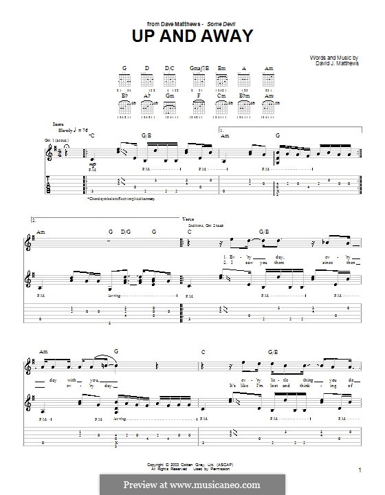 Up and Away: Für Gitarre mit Tab by David J. Matthews