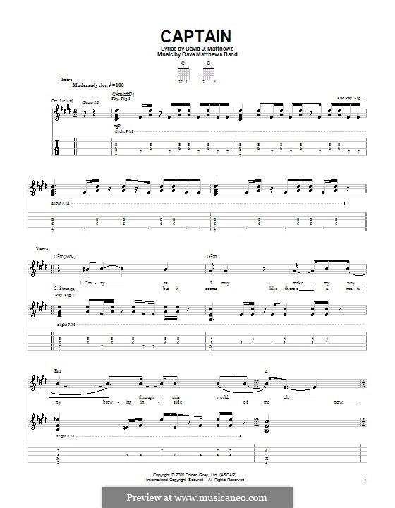 Captain (Dave Matthews Band): Für Gitarre mit Tabulatur by David J. Matthews