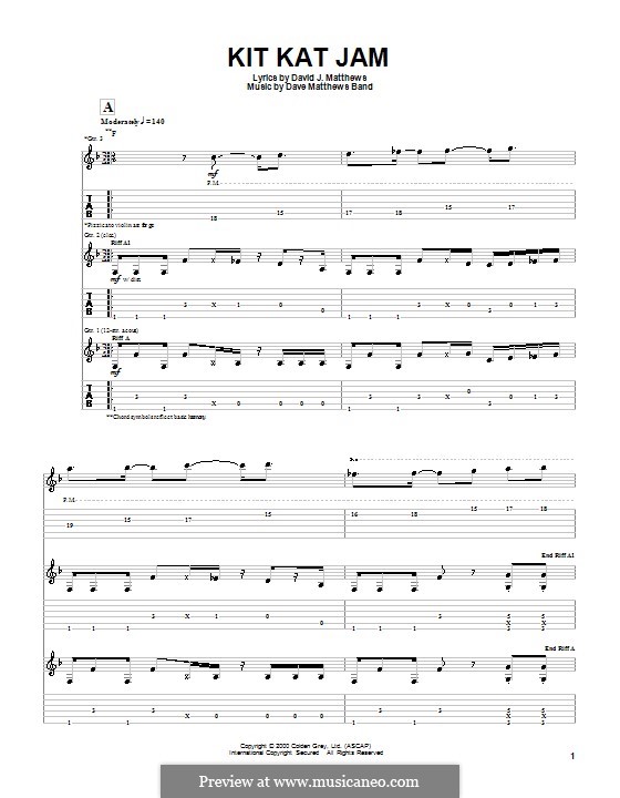 Kit Kat Jam (Dave Matthews Band): Für Gitarre mit Tabulatur by David J. Matthews