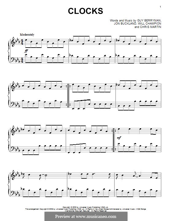 Piano version: Für einen Interpreten by Chris Martin, Guy Berryman, Jonny Buckland, Will Champion