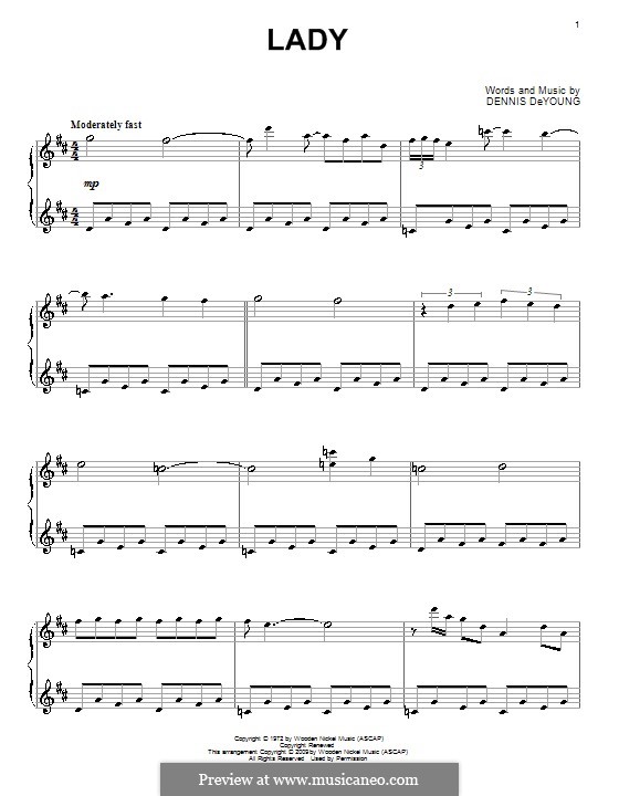 Lady (Styx): Für Klavier by Dennis DeYoung