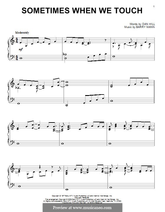 Sometimes When We Touch (Dan Hill): Für Klavier by Barry Mann