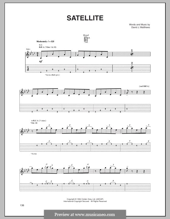 Satellite (Dave Matthews Band): Für Gitarre mit Tabulatur by David J. Matthews