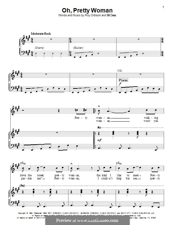 Oh, Pretty Woman: Für Stimme und Klavier (oder Gitarre) by Bill Dees, Roy Orbison
