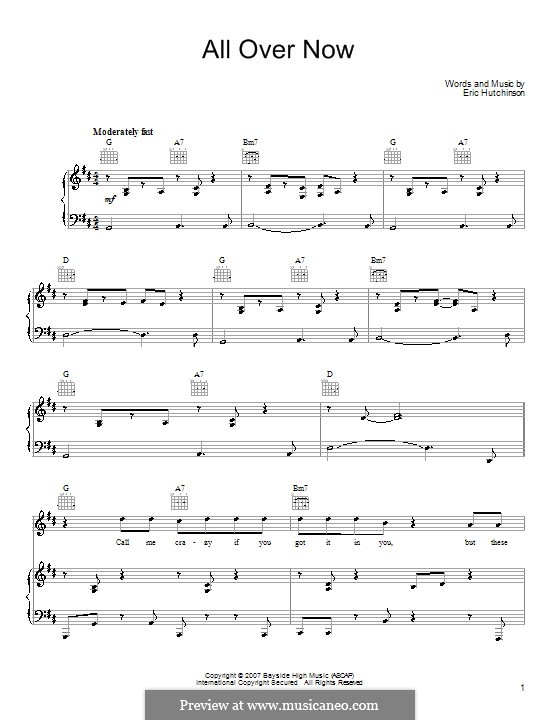 All Over Now: Für Stimme und Klavier (oder Gitarre) by Eric Hutchinson