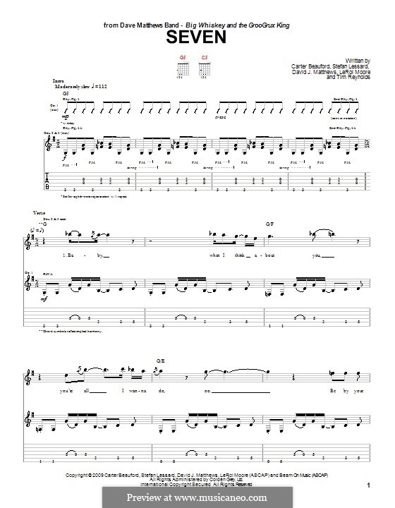Seven (Dave Matthews Band): Für Gitarre mit Tabulatur by Carter Beauford, David J. Matthews, Leroi Moore, Stefan Lessard, Tim Reynolds