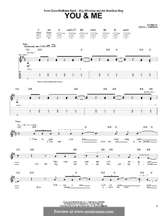 You & Me (Dave Matthews Band): Für Gitarre mit Tabulatur by David J. Matthews