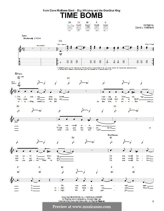 Time Bomb (Dave Matthews Band): Für Gitarre mit Tabulatur by David J. Matthews