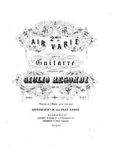 Arie mit Variationen Nr.2, Op.22: Für Gitarre by Giulio Regondi