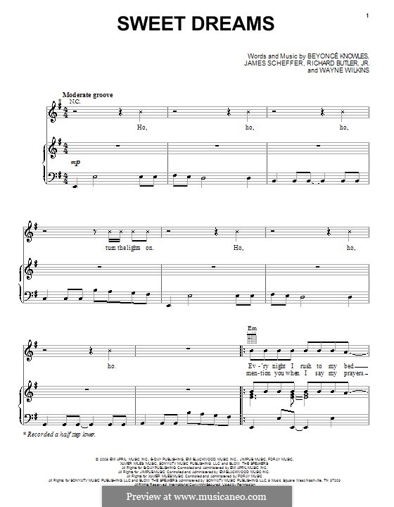 Sweet Dreams (Beyonce): Für Stimme und Klavier (oder Gitarre) by James Scheffer, Rico Love, Wayne Wilkins