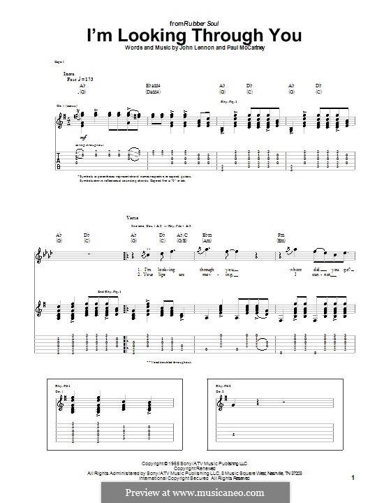 I'm Looking Through You (The Beatles): Für Gitarre mit Tabulatur by John Lennon, Paul McCartney