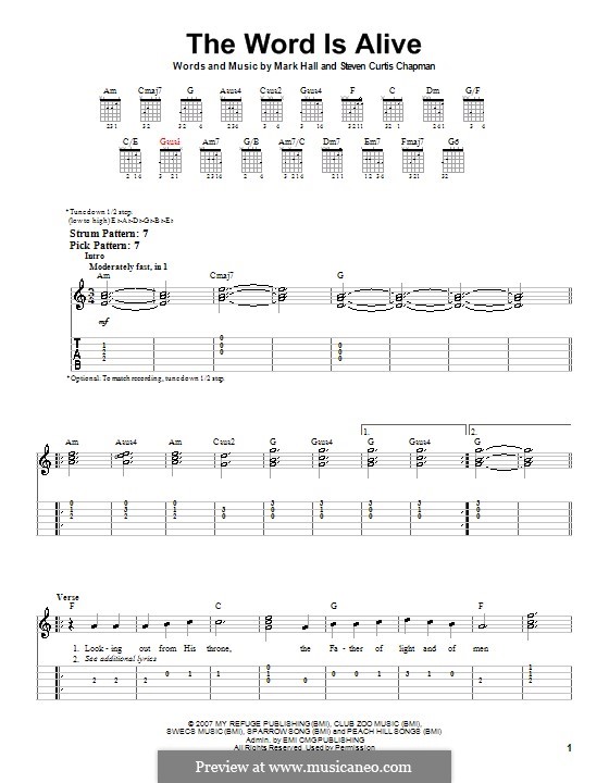 The Word Is Alive (Casting Crowns): Für Gitarre (Sehr leichte Fassung) by Mark Hall