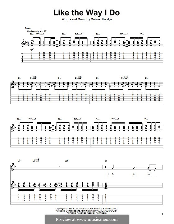 Like the Way I Do: Für Gitarre mit Tab by Melissa Etheridge
