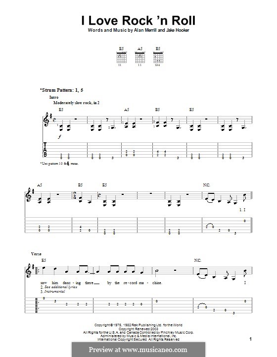 I Love Rock 'n Roll: Für Gitarre (Sehr leichte Fassung) by Alan Merrill, Jake Hooker