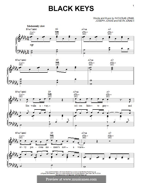 Black Keys (Jonas Brothers): Für Stimme und Klavier (oder Gitarre) by Joseph Jonas, Kevin Jonas Sr., Nicholas Jonas