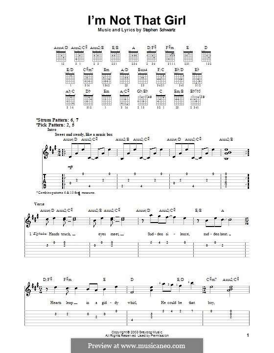 I'm Not That Girl (from Wicked): Leichte Tabulatur für Gitarre by Stephen Schwartz