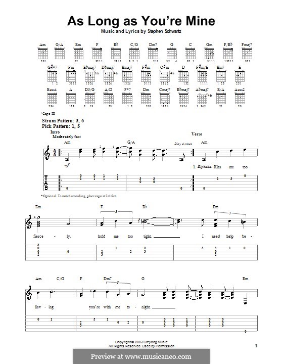 As Long as You're Mine (from Wicked): Für Gitarre (Sehr leichte Fassung) by Stephen Schwartz