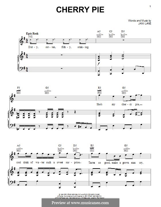 Cherry Pie (Warrant): Für Stimme und Klavier (oder Gitarre) by Jani Lane