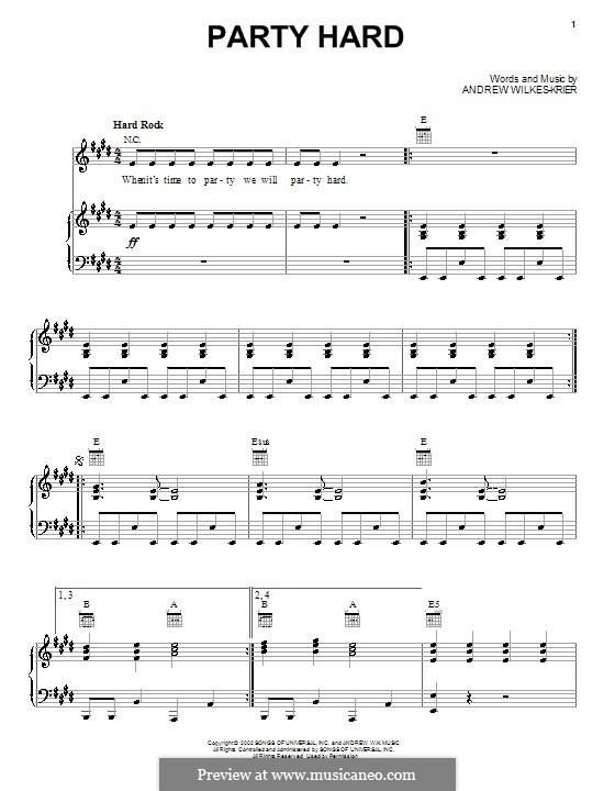 Party Hard: Für Stimme und Klavier (oder Gitarre) by Andrew Wilkes Krier