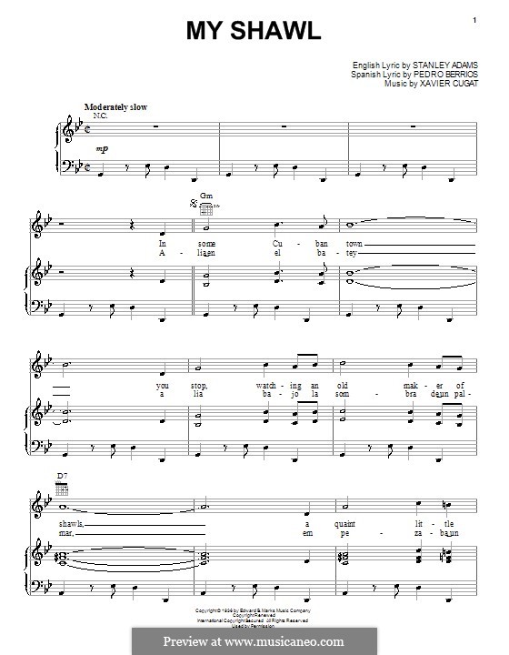 My Shawl (Xavier Cugat): Für Stimme und Klavier (oder Gitarre) by Pedro Berrios, Stanley Adams