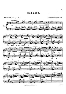 Drei Charakterstücke. Nr.1 Ballade, Op.7: Drei Charakterstücke. Nr.1 Ballade by Josef Gabriel Rheinberger