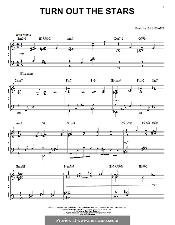 Turn Out the Stars: Für Klavier by Bill Evans