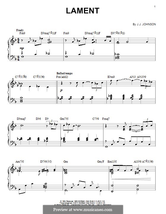 Lament: Für Klavier by J. J. Johnson