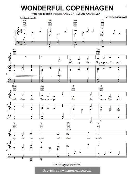 Wonderful Copenhagen: Für Stimme und Klavier (oder Gitarre) by Frank Loesser