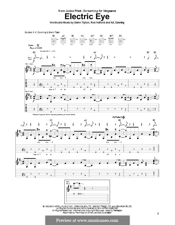 Electric Eye (Judas Priest): Für Gitarre mit Tabulatur by Glenn Tipton, K. K. Downing, Robert Halford
