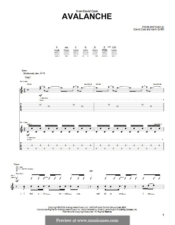 Avalanche: Für Gitarre mit Tabulatur by Kevin Griffin