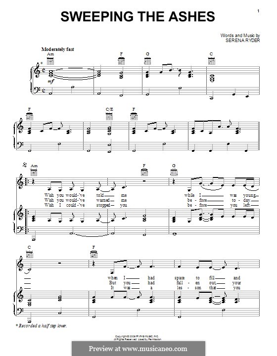 Sweeping the Ashes: Für Stimme und Klavier (oder Gitarre) by Serena Ryder