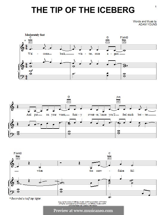 The Tip of the Iceberg (Owl City): Für Stimme und Klavier (oder Gitarre) by Adam Young