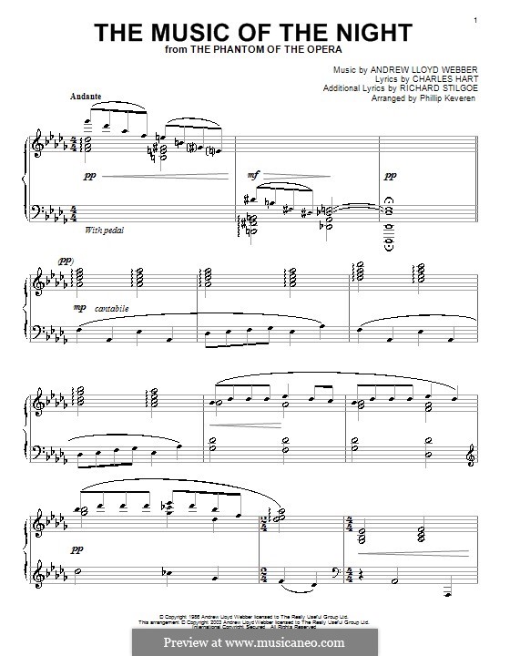 The Music of the Night (instrumental version): Für Klavier by Andrew Lloyd Webber