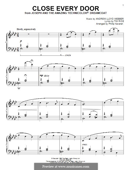 Close Every Door: Für Klavier by Andrew Lloyd Webber