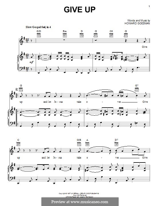 Give Up: Für Stimme und Klavier (oder Gitarre) by Howard Goodman
