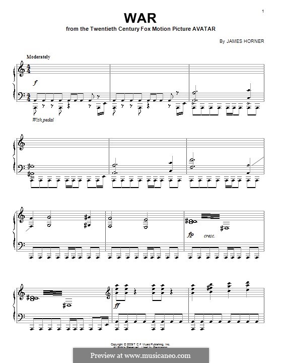 War: Für Klavier by James Horner