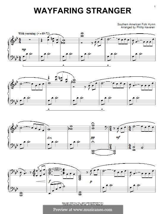 Wayfaring Stranger: Für Klavier (G Minor) by folklore