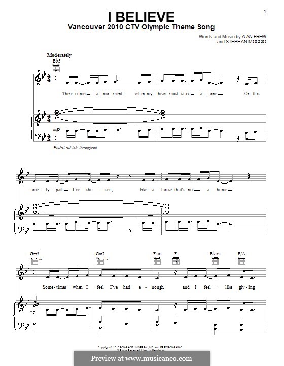I Believe: Für Stimme und Klavier (oder Gitarre) by Alan Frew, Stephan Moccio