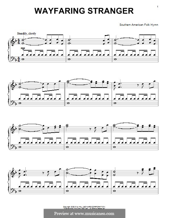 Wayfaring Stranger: Für Klavier (D Minor) by folklore
