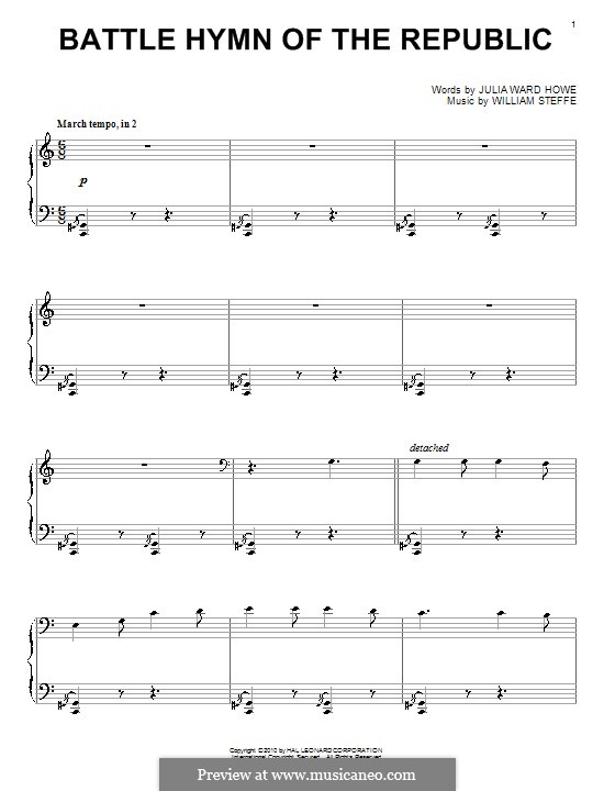 Battle Hymn of the Republic: Für Klavier by William Steffe