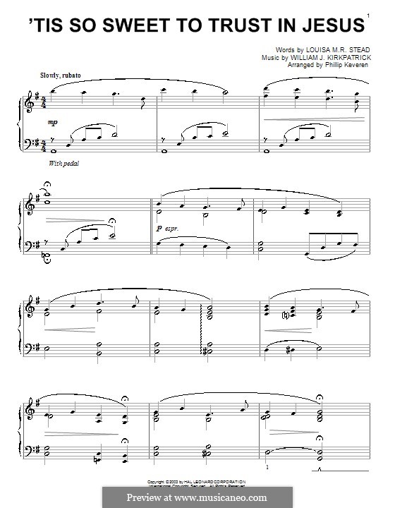 'Tis So Sweet to Trust in Jesus: Für Klavier by William (James) Kirkpatrick