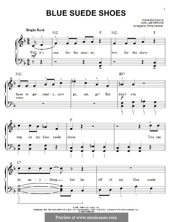 Blue Suede Shoes (Elvis Presley): Für Klavier, leicht by Carl Lee Perkins